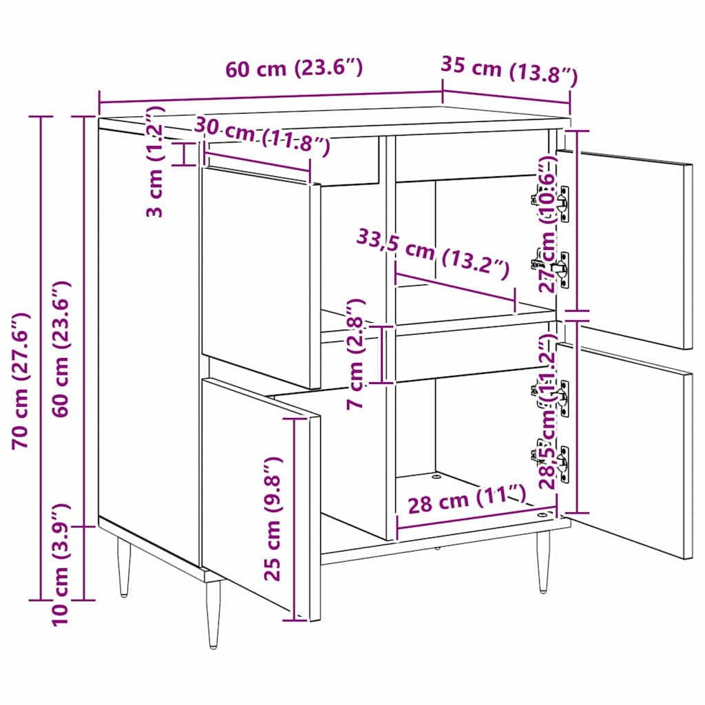879492 11 Bufet Maro 60 x 35 x 70 cm Lemn compozit Bufet Maro 60 x 35 x 70 cm Lemn compozit - imagine 11