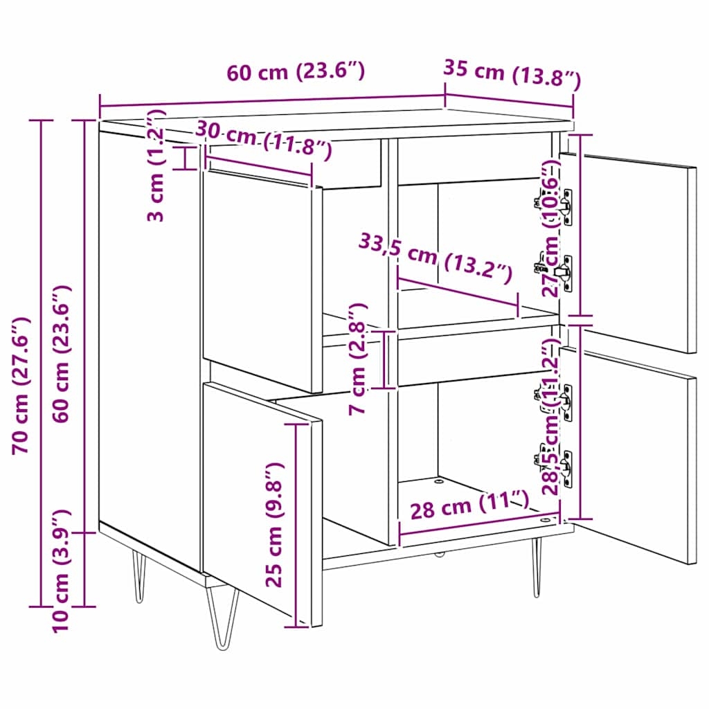 879495 11 Bufet Maro 60 x 35 x 70 cm Lemn compozit Bufet Maro 60 x 35 x 70 cm Lemn compozit - imagine 11