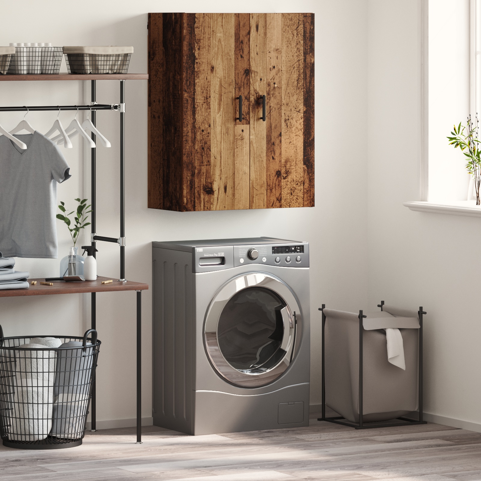 879519 1 Dulap montat pe perete Lemn vechi 69.5 x 34 x 90 cm Dulap montat pe perete Lemn vechi 69.5 x 34 x 90 cm