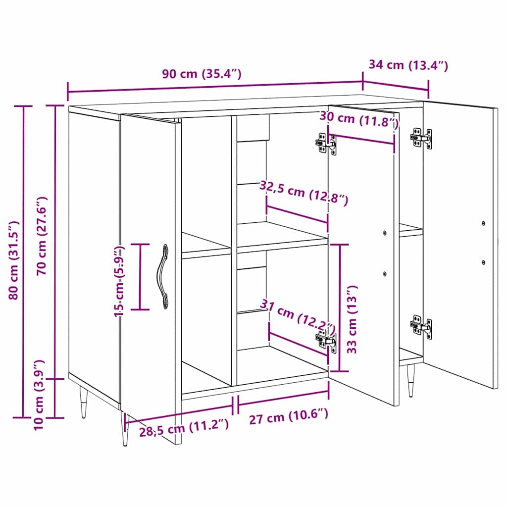 879581 11 Bufet Negru 90 x 34 x 80 cm Lemn compozit Bufet Negru 90 x 34 x 80 cm Lemn compozit - imagine 11