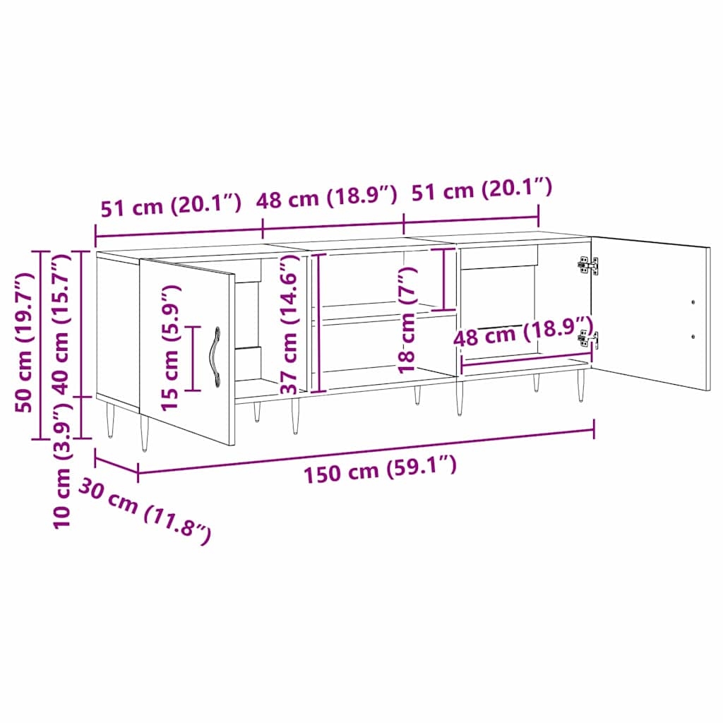 879594 11 Cabinet TV Stejar negru 150 x 30 x 50 cm Lemn compozit Cabinet TV Stejar negru 150 x 30 x 50 cm Lemn compozit - imagine 11