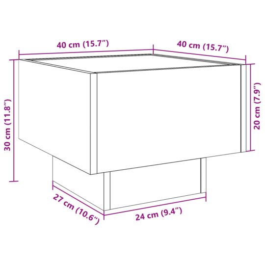879658 12 Masă de cafea Stejar negru 40 x 40 x 30 cm Lemn compozit 879658 12