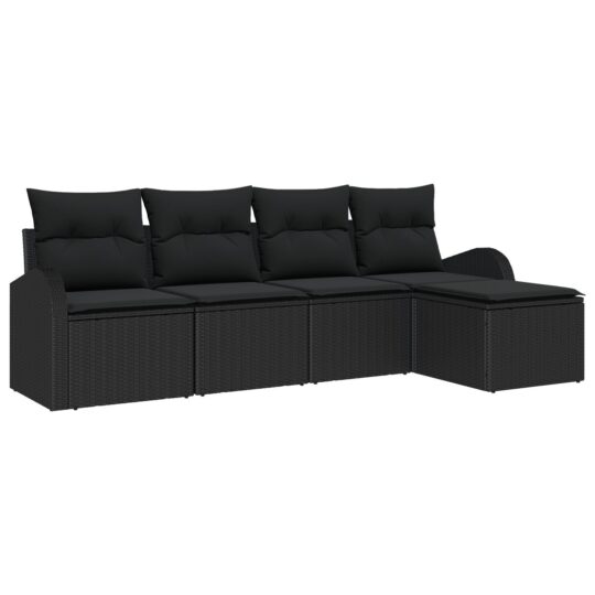 image 1 3346003 Set de canapele pentru grădină cu pernă 5 pcs Negru Rattan poli image 1 3346003