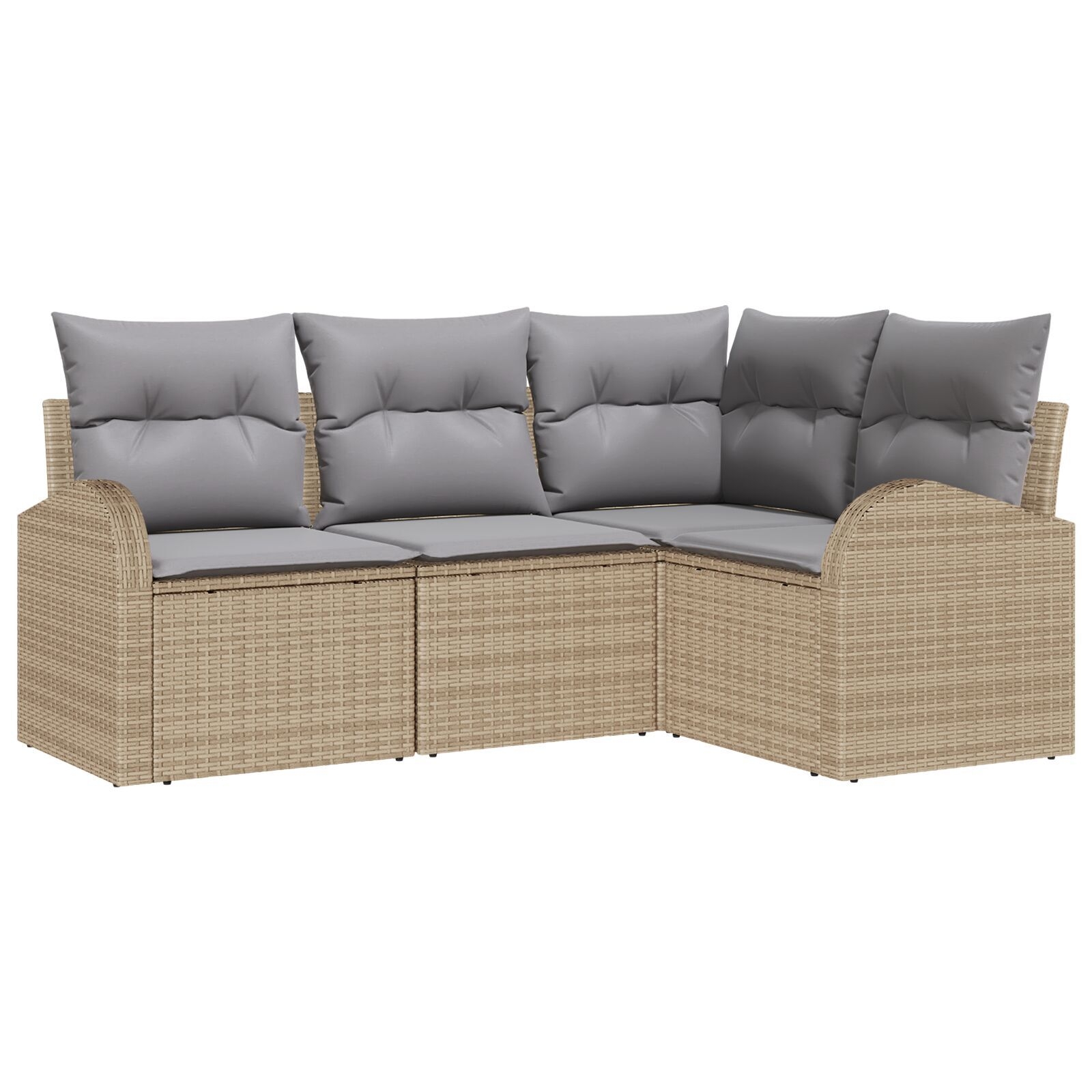 image 1 3346020 Set de canapele pentru grădină cu pernă 4 pcs Bej Rattan poli Set de canapele pentru grădină cu pernă 4 pcs Bej Rattan poli - imagine 2