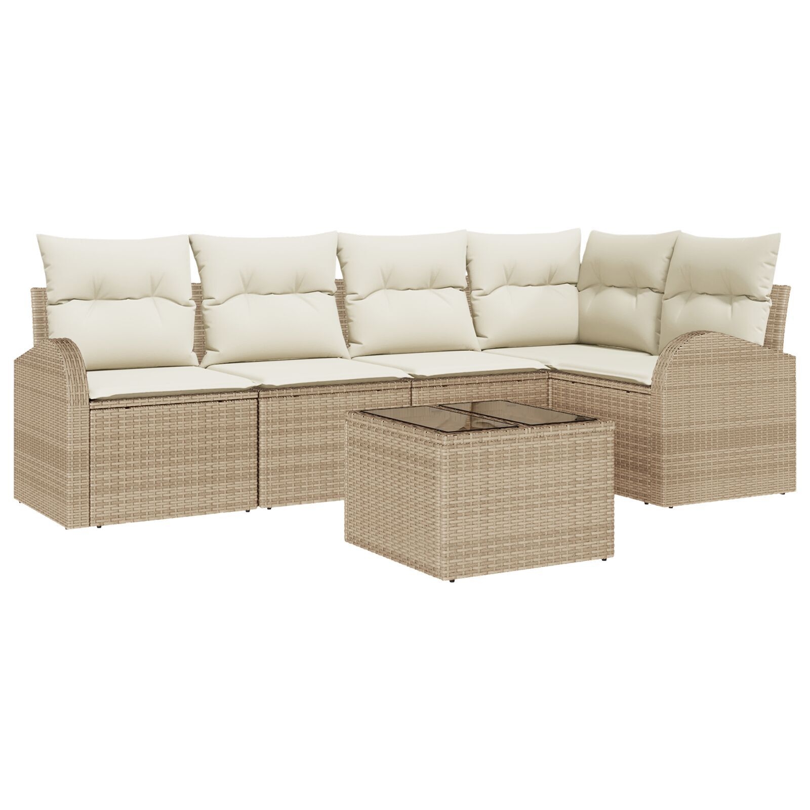 image 1 3346051 Set de canapele pentru grădină cu pernă 6 pcs Bej Rattan poli Set de canapele pentru grădină cu pernă 6 pcs Bej Rattan poli - imagine 2