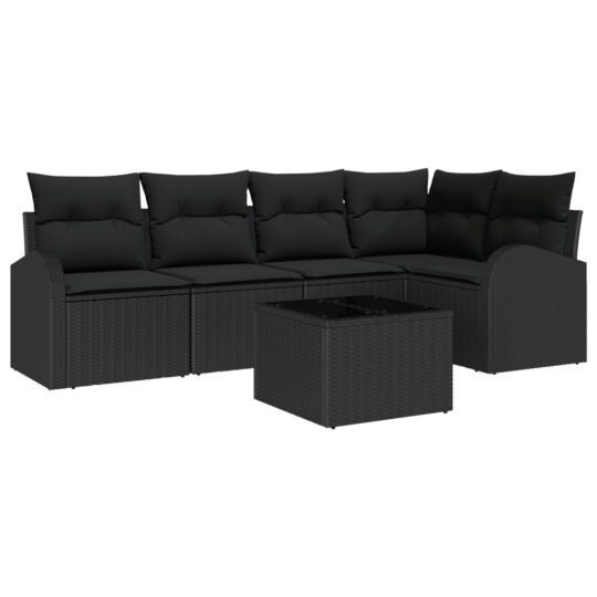 image 1 3346053 Set de canapele pentru grădină cu pernă 6 pcs Negru Rattan poli image 1 3346053
