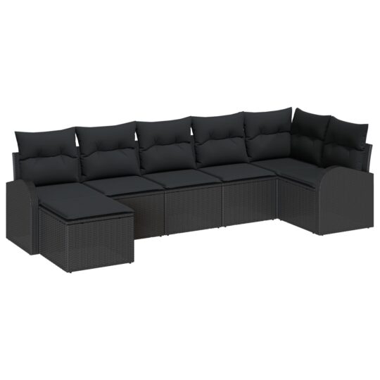 image 1 3346133 Set de canapele pentru grădină cu pernă 7 pcs Negru Rattan poli image 1 3346133