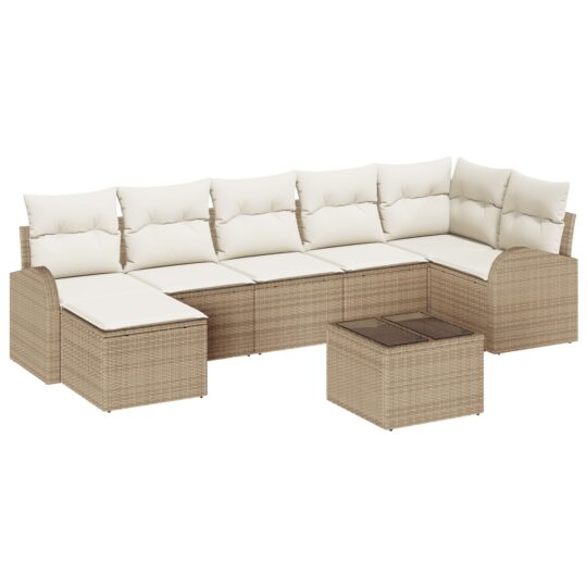 Alternative view of Set de canapele pentru grădină cu pernă 8 pcs Bej Rattan poli