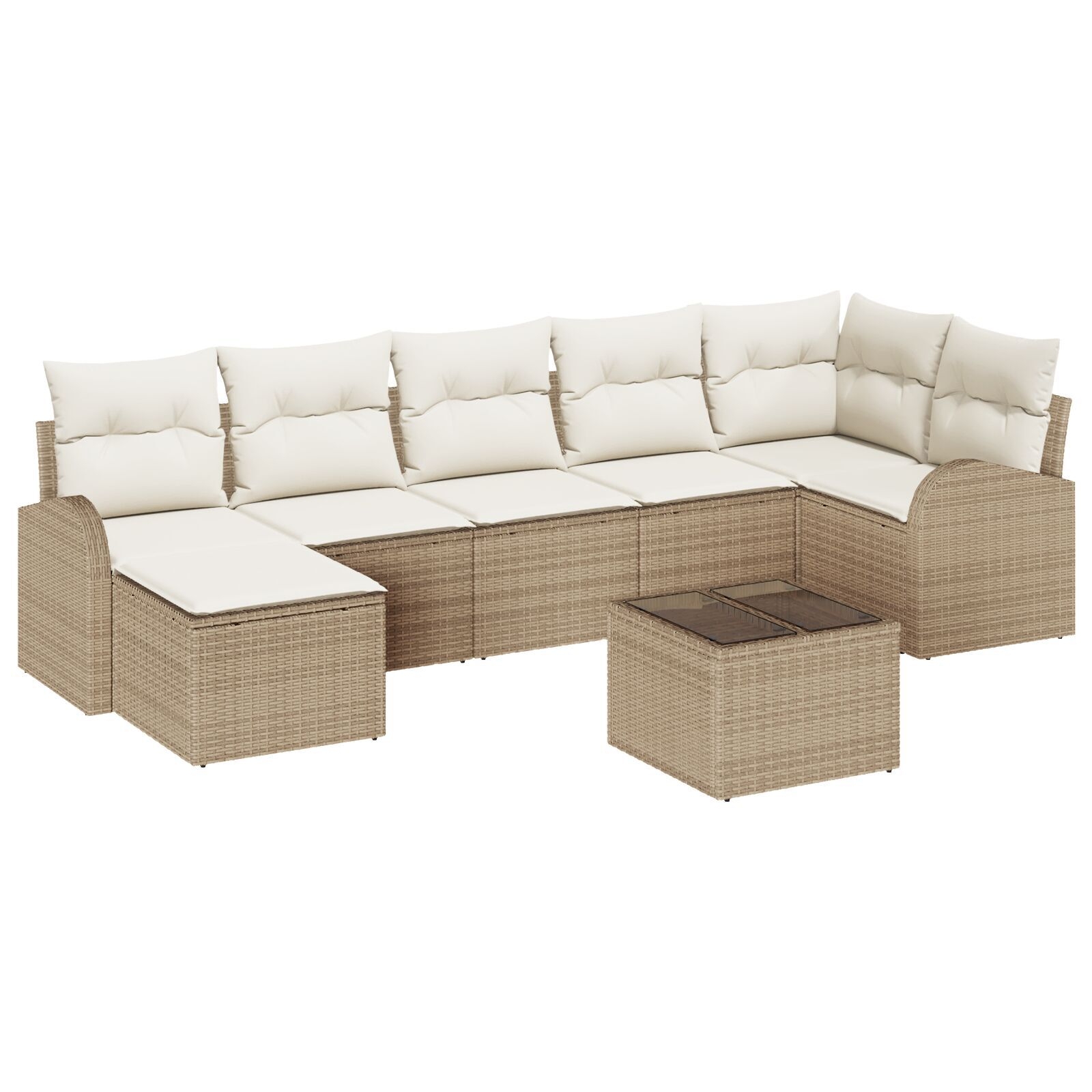image 1 3346141 Set de canapele pentru grădină cu pernă 8 pcs Bej Rattan poli Set de canapele pentru grădină cu pernă 8 pcs Bej Rattan poli - imagine 2