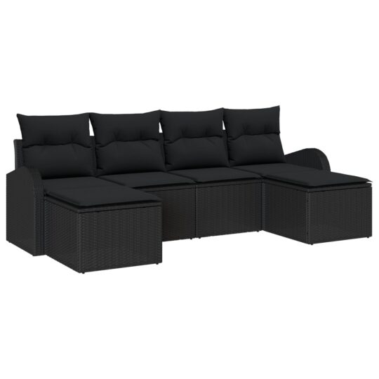 image 1 3346153 Set de canapele pentru grădină cu pernă 6 pcs Negru Rattan poli image 1 3346153