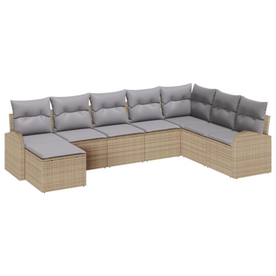 Alternative view of Set de canapele pentru grădină cu pernă 8 pcs Bej Rattan poli
