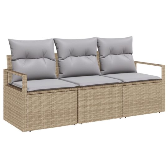 Alternative view of Set de canapele pentru grădină 3 pcs Bej Rattan poli