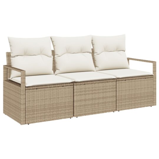 Alternative view of Set de canapele pentru grădină 3 pcs Bej Rattan poli