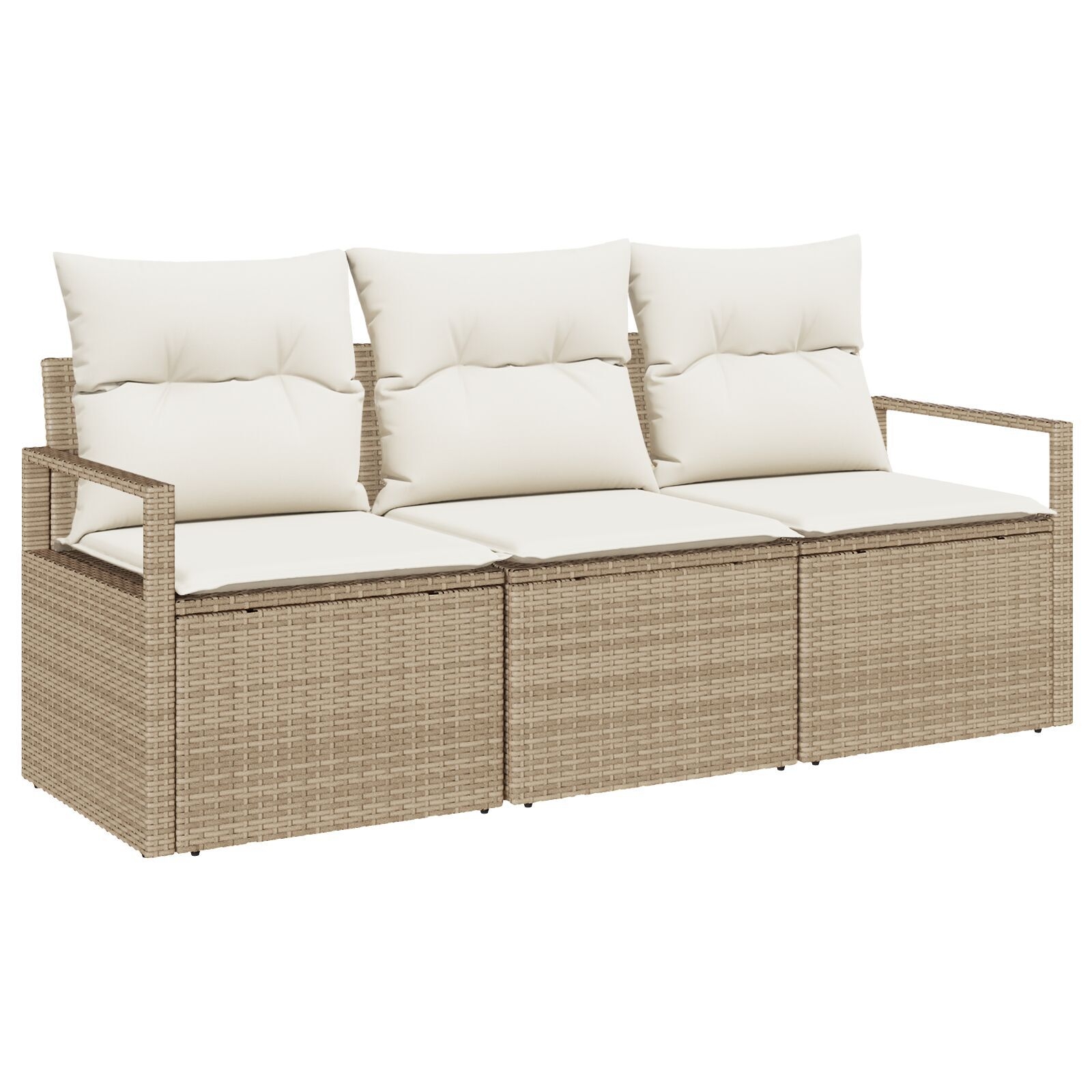 image 1 3346241 Set de canapele pentru grădină 3 pcs Bej Rattan poli Set de canapele pentru grădină 3 pcs Bej Rattan poli - imagine 2