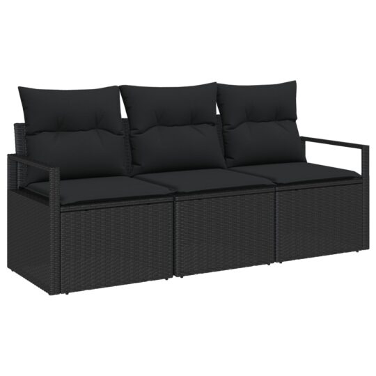 Alternative view of Set de canapele pentru grădină 3 pcs Negru Rattan poli