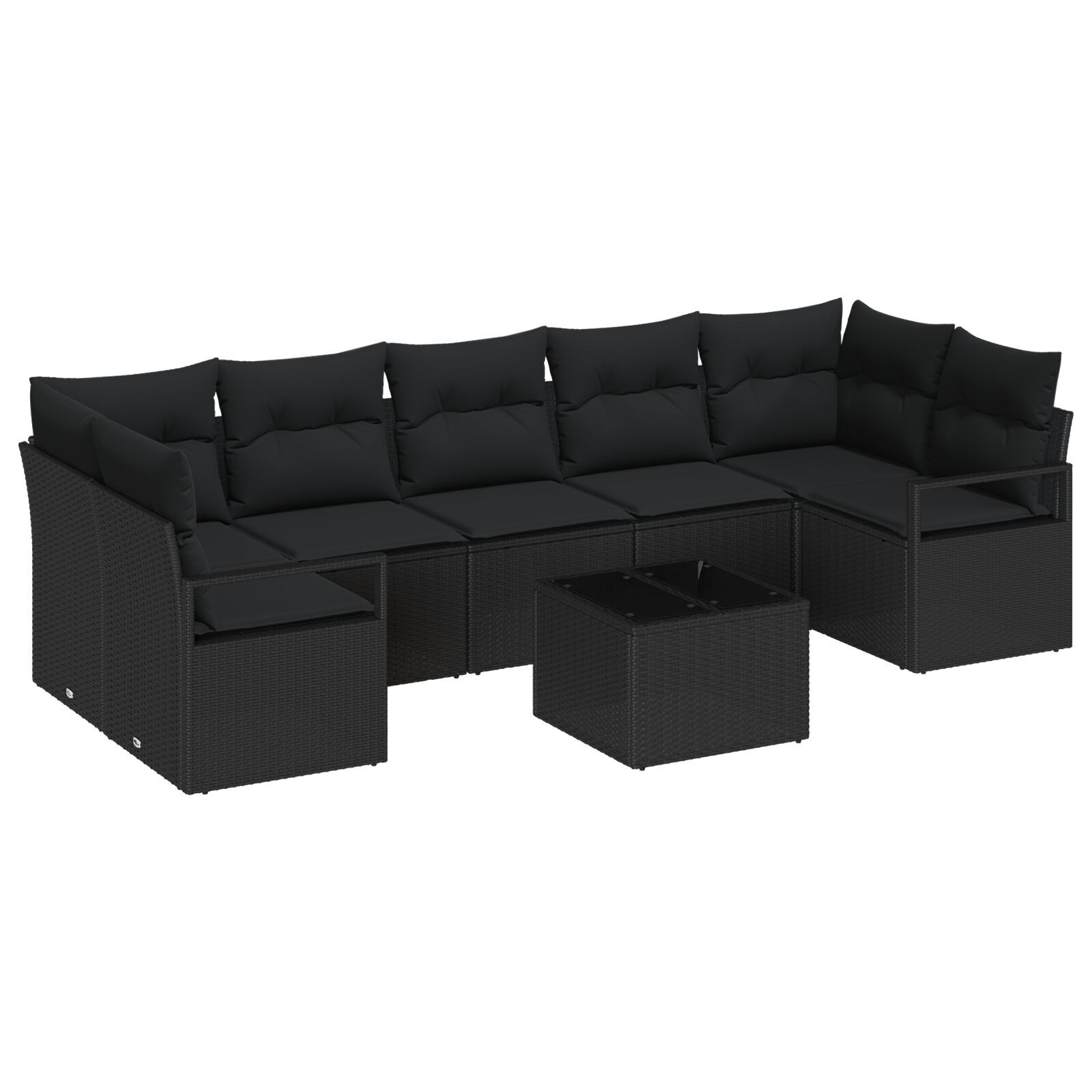 image 1 3346303 Set de canapele pentru grădină 8 pcs Negru 55 x 55 x 37 cm Set de canapele pentru grădină 8 pcs Negru 55 x 55 x 37 cm - imagine 2