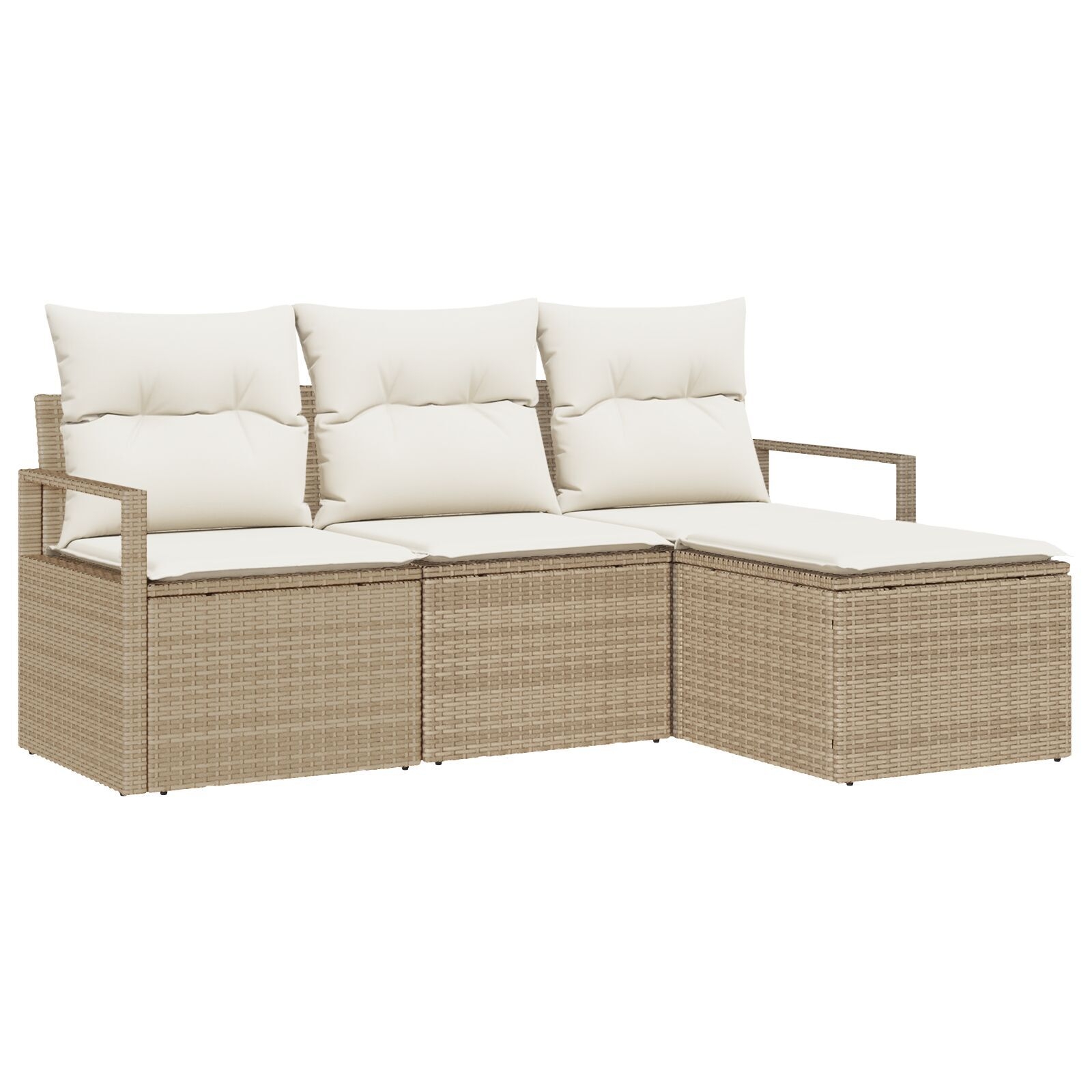 image 1 3346331 Set de canapele pentru grădină 4 pcs Bej Rattan poli Set de canapele pentru grădină 4 pcs Bej Rattan poli - imagine 2