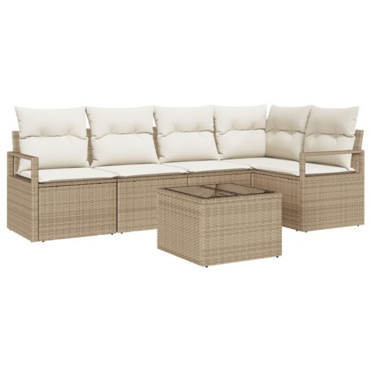 Alternative view of Set de canapele pentru grădină 6 pcs Bej Rattan poli