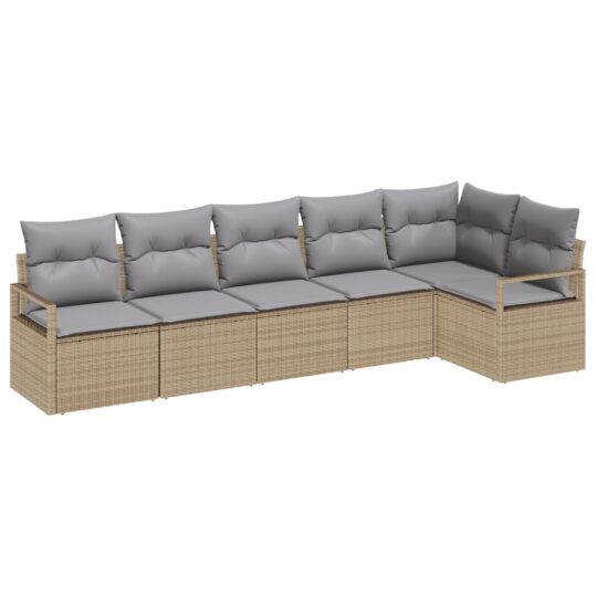 Alternative view of Set de canapele pentru grădină 6 pcs Bej Rattan poli