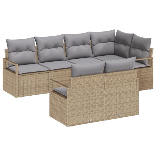 Alternative view of Set de canapele pentru grădină 7 pcs Bej Rattan poli