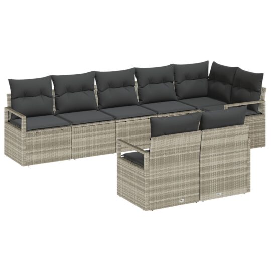 Alternative view of Set de canapele pentru grădină 8 pcs Gri deschis Rattan poli