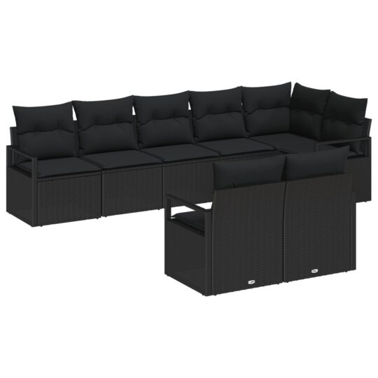 Alternative view of Set de canapele pentru grădină 8 pcs Negru Rattan poli