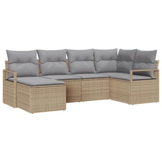 Alternative view of Set de canapele pentru grădină 6 pcs Bej Rattan poli