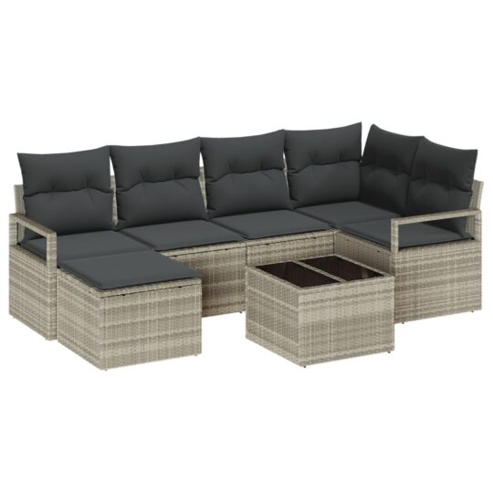 Alternative view of Set de canapele pentru grădină 7 pcs Gri deschis Rattan poli
