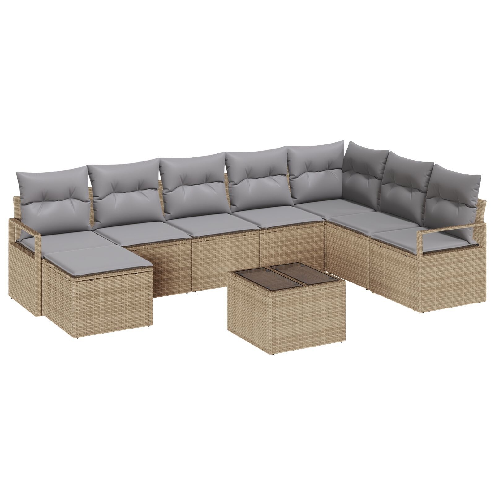 image 1 3346510 Set de canapele pentru grădină 9 pcs Bej Rattan poli Set de canapele pentru grădină 9 pcs Bej Rattan poli - imagine 2