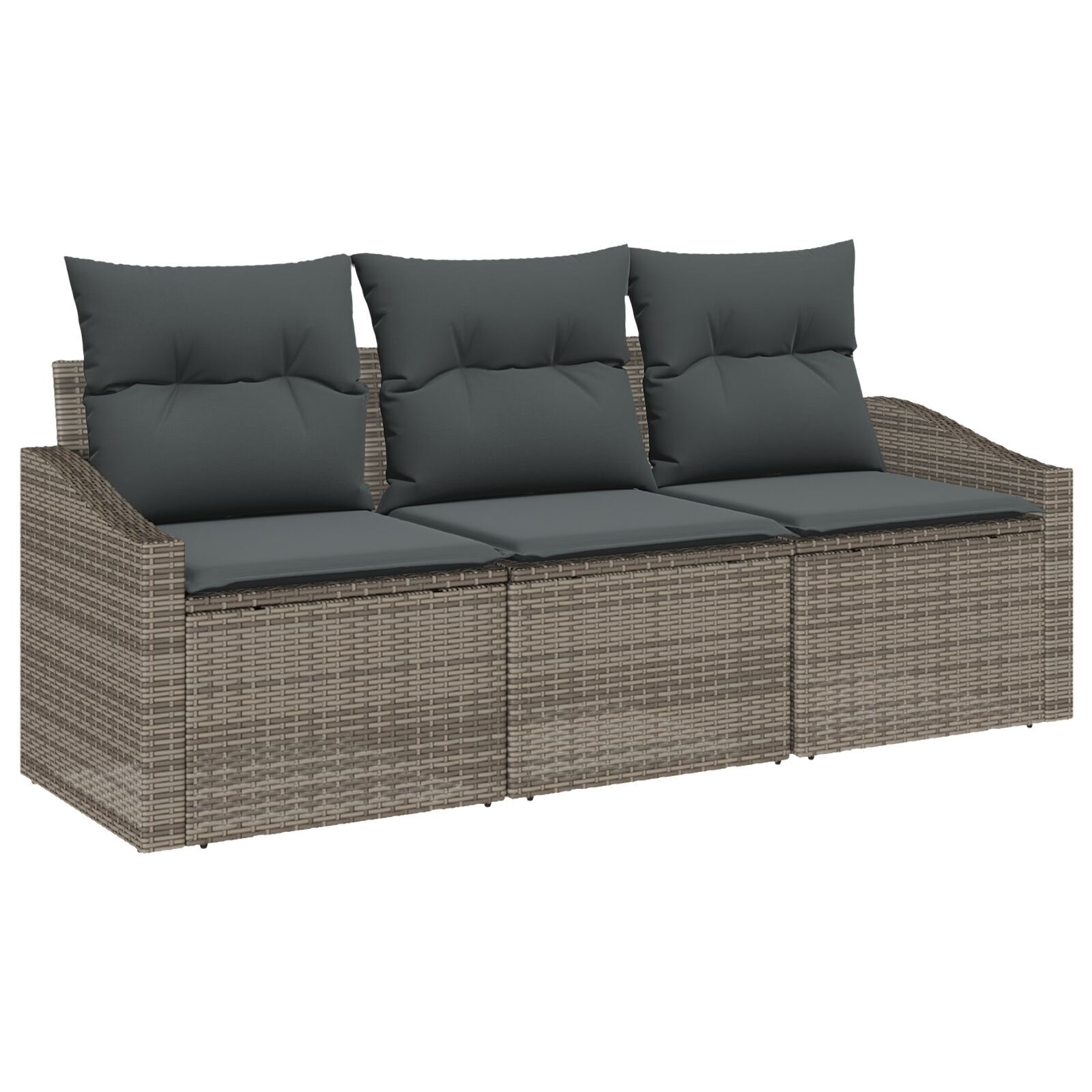 image 1 3346579 Set de canapele pentru grădină 3 pcs Gri Rattan poli Set de canapele pentru grădină 3 pcs Gri Rattan poli - imagine 2