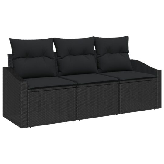 image 1 3346583 Set de canapele pentru grădină 3 pcs Negru Rattan poli image 1 3346583