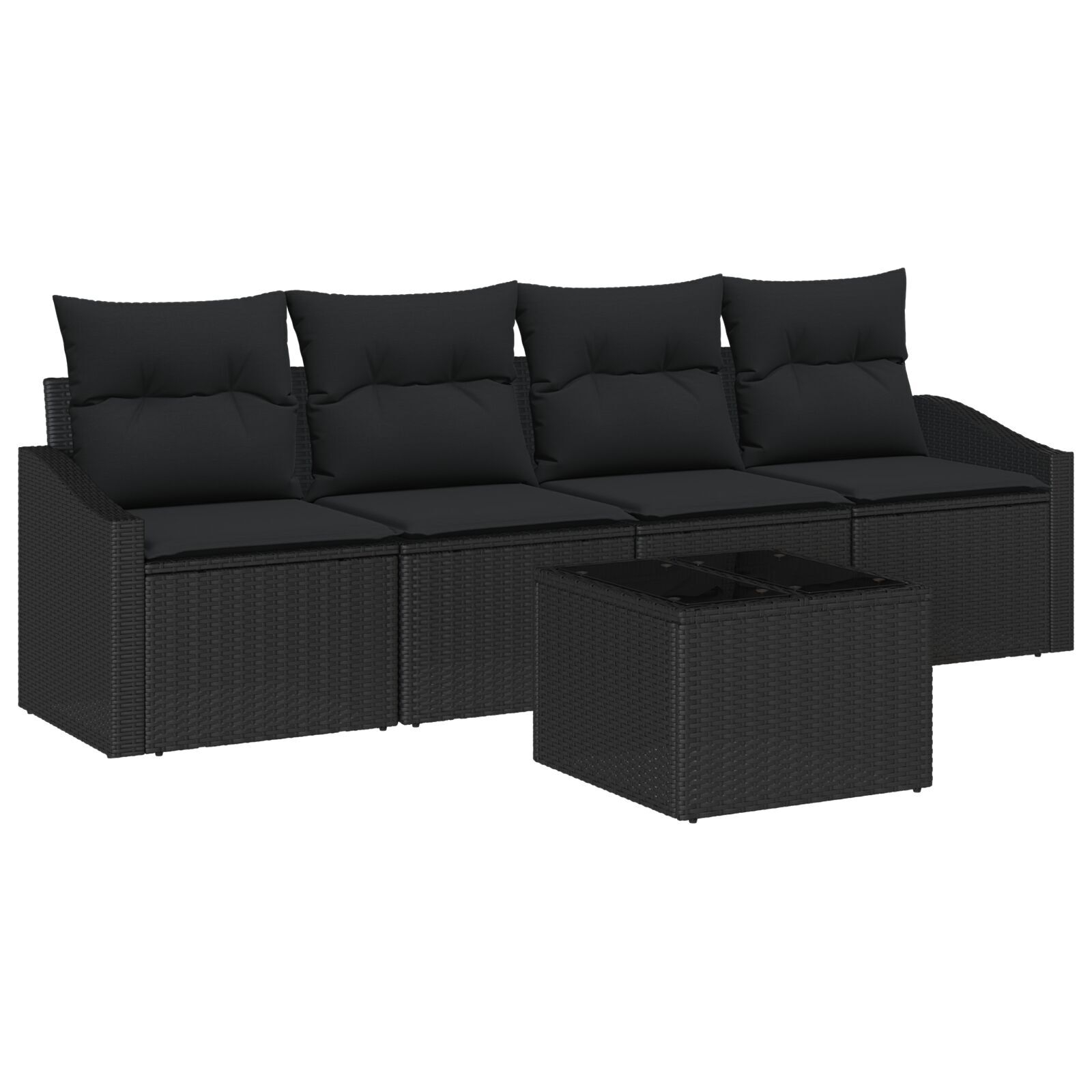image 1 3346593 Set de canapele pentru grădină 5 pcs Negru 55 x 55 x 37 cm Set de canapele pentru grădină 5 pcs Negru 55 x 55 x 37 cm - imagine 2