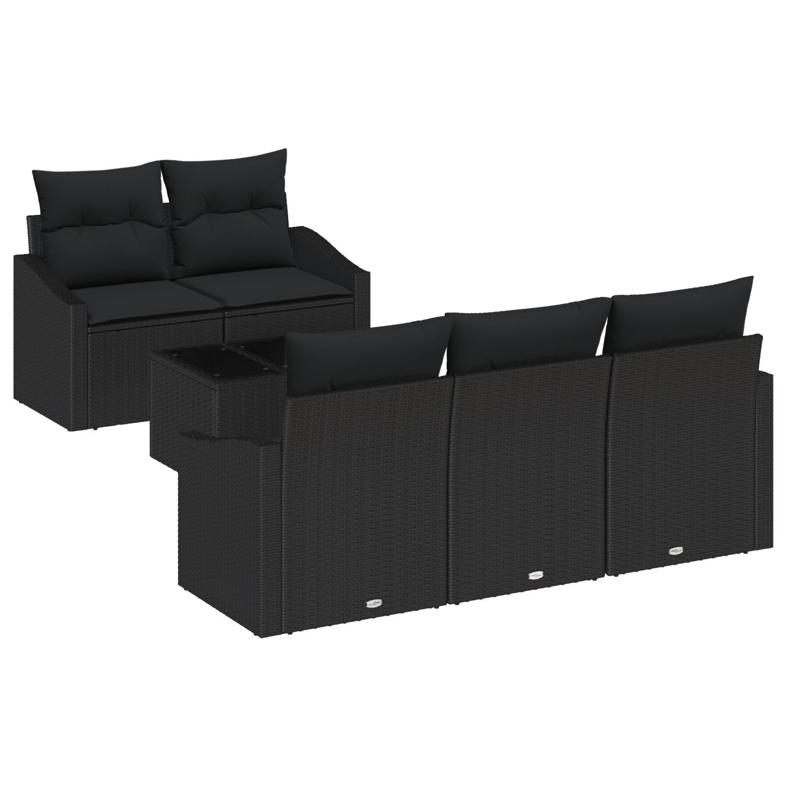 image 1 3346603 Set de canapele pentru grădină 6 pcs Negru 55 x 55 x 37 cm Set de canapele pentru grădină 6 pcs Negru 55 x 55 x 37 cm - imagine 2