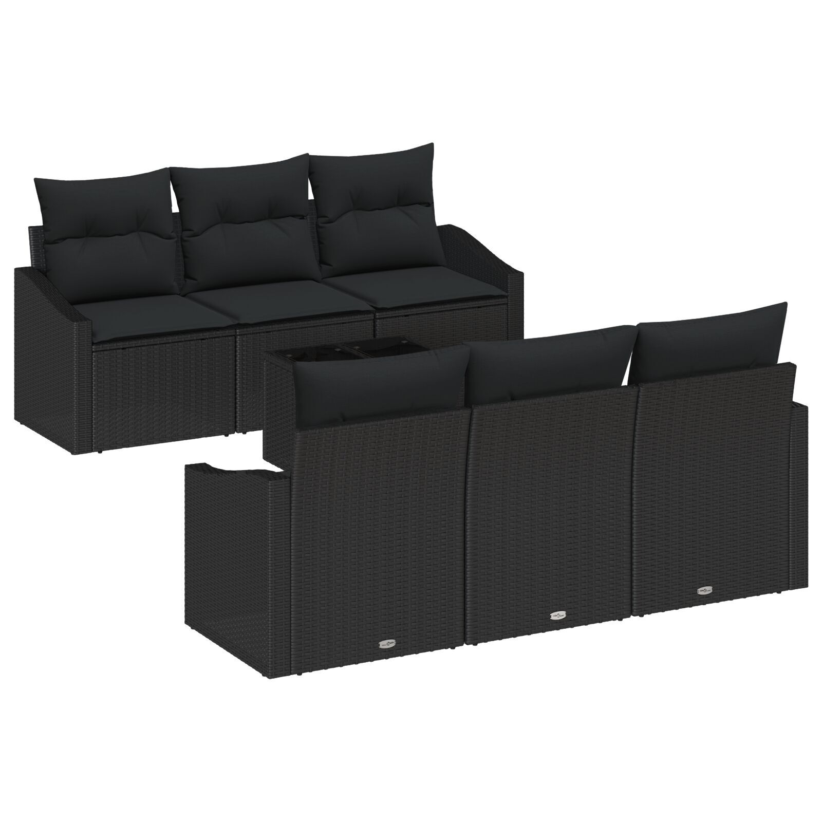 image 1 3346613 Set de canapele pentru grădină 7 pcs Negru 55 x 55 x 37 cm Set de canapele pentru grădină 7 pcs Negru 55 x 55 x 37 cm - imagine 2