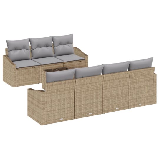 Alternative view of Set de canapele pentru grădină 8 pcs Beige și gri deschis