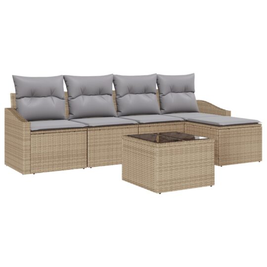 Alternative view of Set de canapele pentru grădină 6 pcs Bej Rattan poli