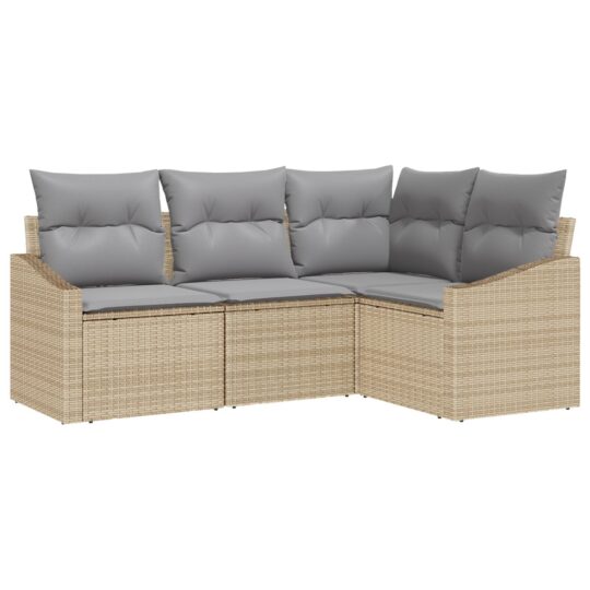 Alternative view of Set de canapele pentru grădină 4 pcs Bej Rattan poli