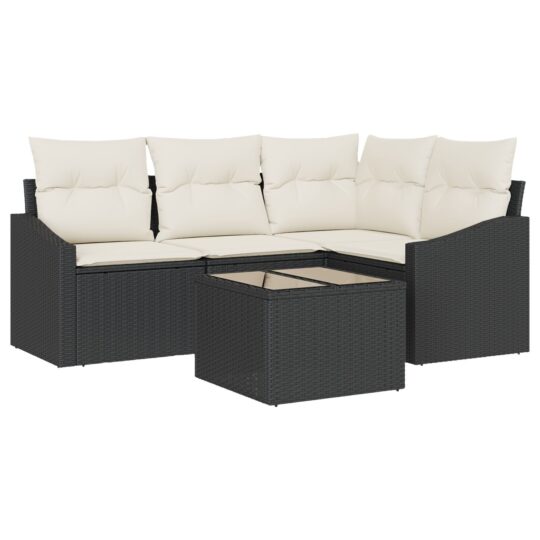 Alternative view of Set de canapele pentru grădină 5 pcs Negru Rattan poli
