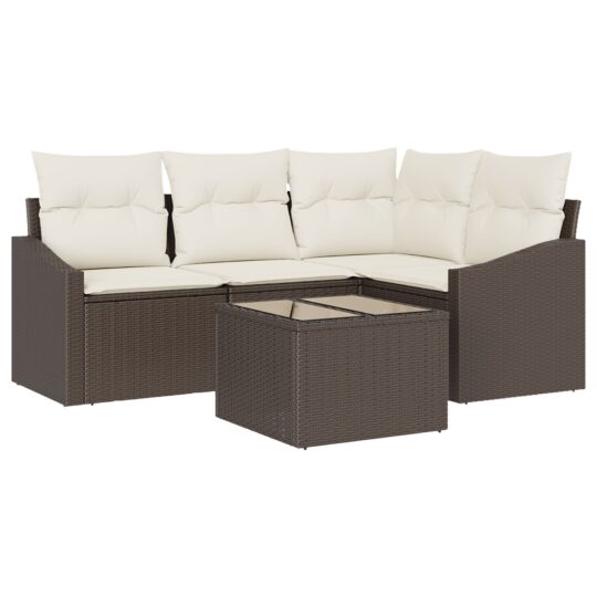 Alternative view of Set de canapele pentru grădină 5 pcs Maro Rattan poli