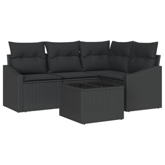 Alternative view of Set de canapele pentru grădină 5 pcs Negru Rattan poli