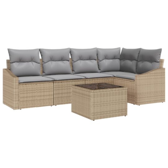 Alternative view of Set de canapele pentru grădină 6 pcs Bej Rattan poli