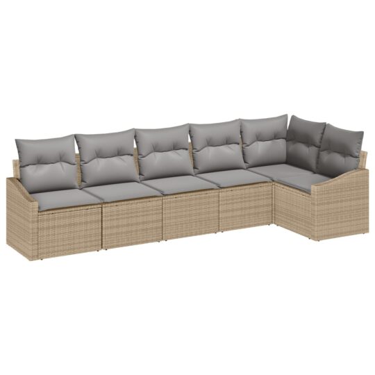 Alternative view of Set de canapele pentru grădină 6 pcs Bej Rattan poli