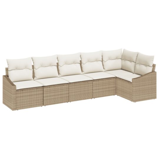Alternative view of Set de canapele pentru grădină 6 pcs Bej Rattan poli