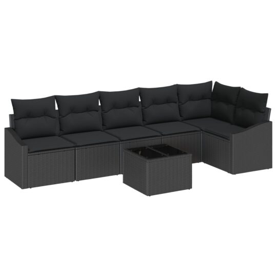 Alternative view of Set de canapele pentru grădină 7 pcs Negru Rattan poli