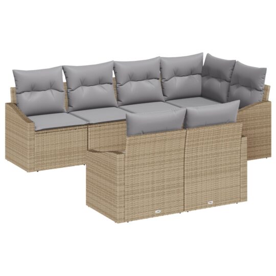 Alternative view of Set de canapele pentru grădină 7 pcs Bej Rattan poli
