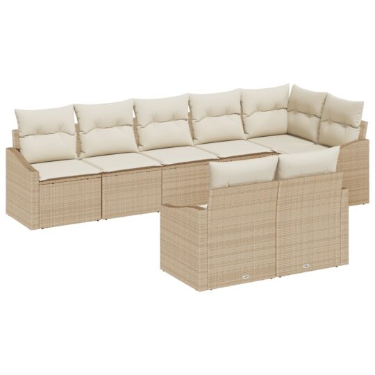 Alternative view of Set de canapele pentru grădină 8 pcs Bej Rattan poli