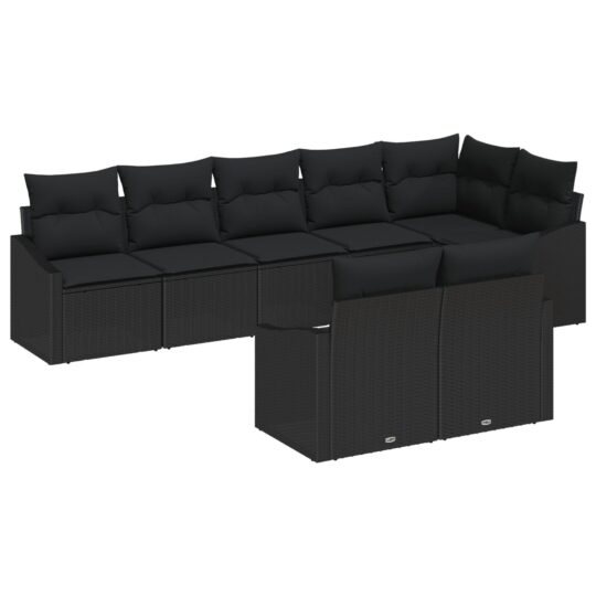 Alternative view of Set de canapele pentru grădină 8 pcs Negru Rattan poli