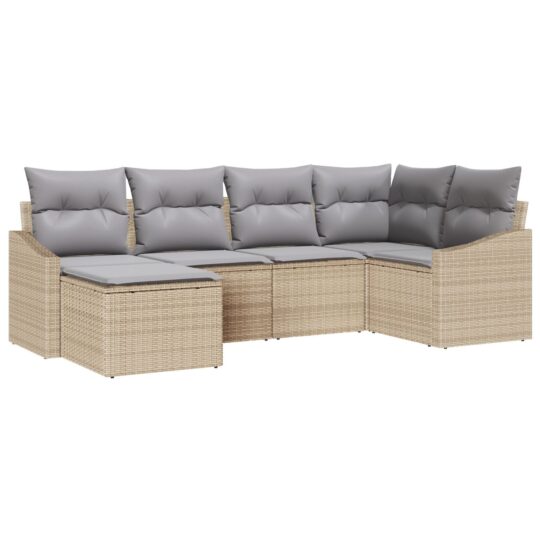 Alternative view of Set de canapele pentru grădină 6 pcs Bej Rattan poli