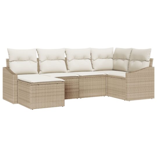 Alternative view of Set de canapele pentru grădină 6 pcs Bej Rattan poli