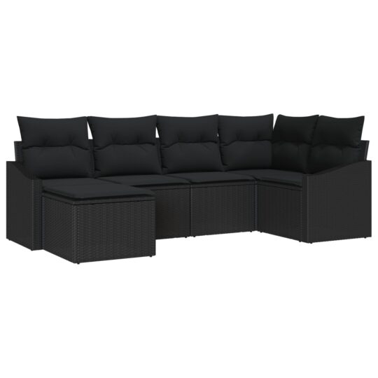 Alternative view of Set de canapele pentru grădină 6 pcs Negru Rattan poli